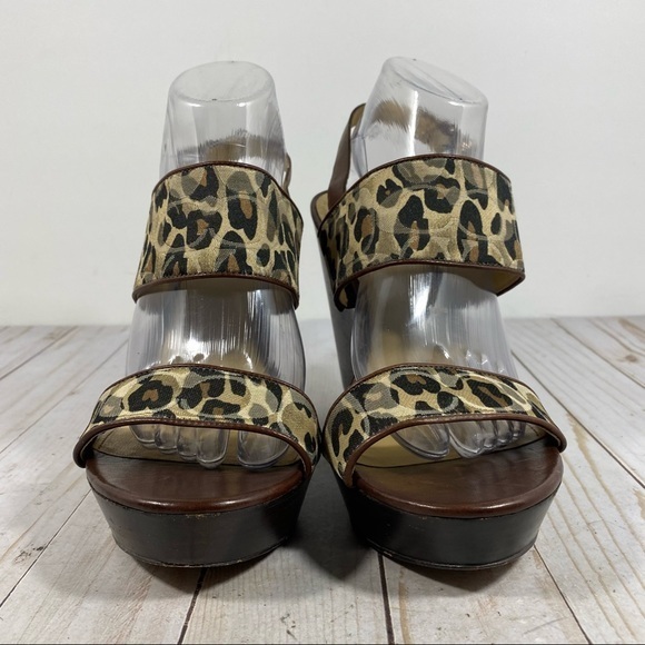 Coach Jezabel Cheetah Print Over Signature C Print Wedge Sandals 10B - Picture 2 of 12